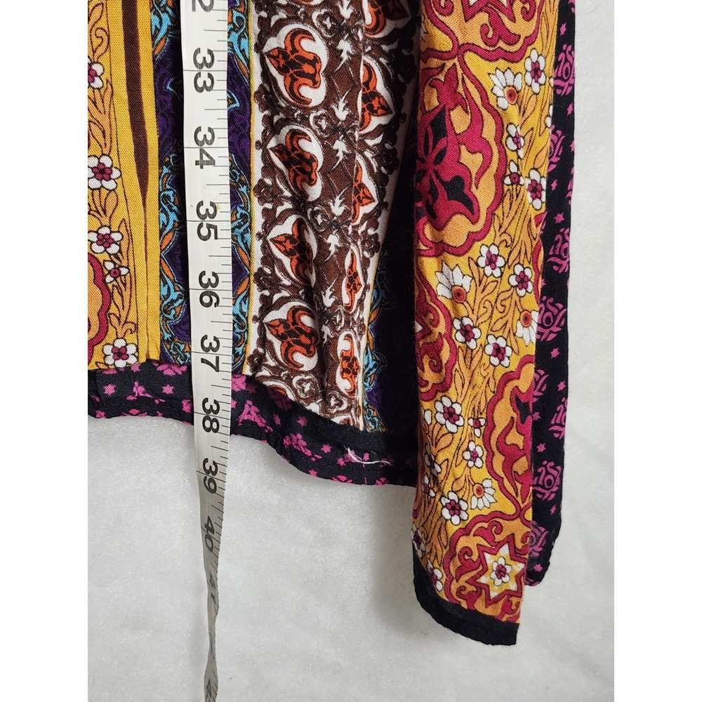 Lg S.R. Fashion Multicolor Floral Dress Boho Cruise Resort Vacation Fringe Beads - Picture 7 of 7